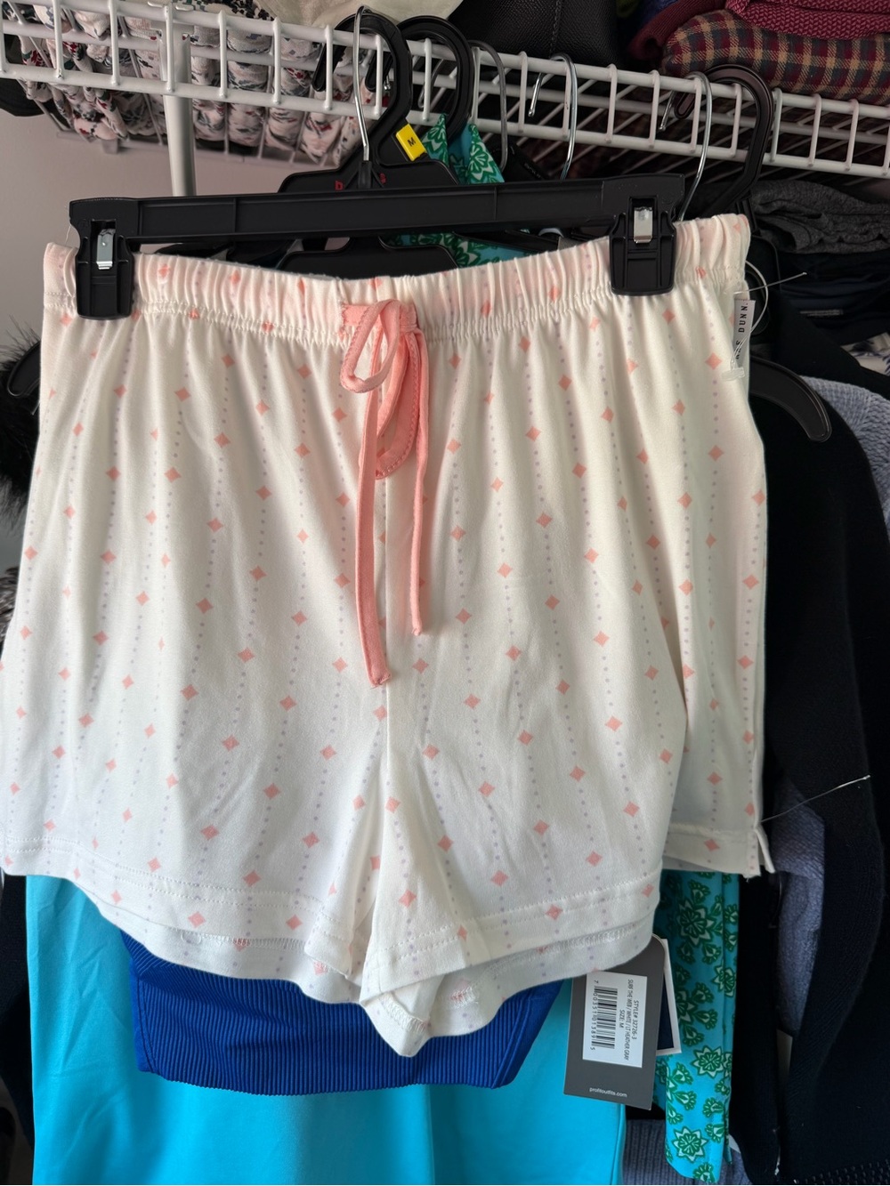 Rae Dunn Pajama Sleep Shorts women’s size small White with Pink Diamond Print